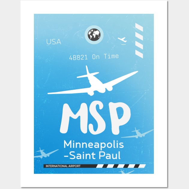 MSP Minneapolis Saint Paul airport tag Wall Art by Woohoo